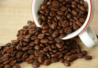 roasted wholegrain coffee crumbles from a white mug