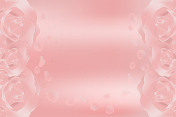 Pink roses, valentines concept background for cosmetic or skin care ad, illustration vector.