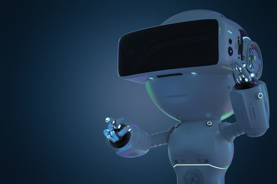 mini robot with vr headset