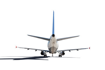 Commercial air plane on a white background .