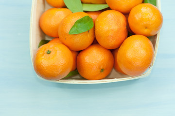 Juicy mandarins in a box.