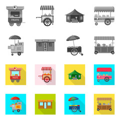 Isolated object of market and exterior logo. Collection of market and food stock vector illustration.