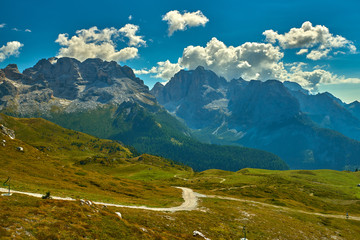 Obraz premium Mountains around Madonna di Campiglio Madonna di Campiglio in the summertime, Italy,Northern & Central Brenta mountain groups ,Western Dolomites, Trentino-Alto Adige, Italy