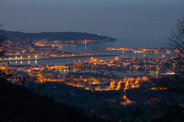 Look from Bidasoa-Txingudi bay with Irun, Hondarribia and Hendaia, at the Basque Country.