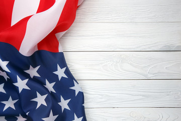American flag on white wooden board - obrazy, fototapety, plakaty