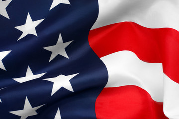 Close-up of waving American flag