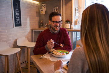 Couple at restaurant.