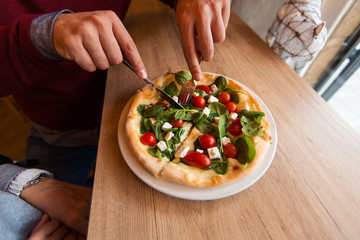 Close up of pizza.
