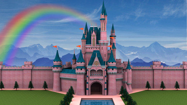 Fantasy fairy tale castle 3D illustration