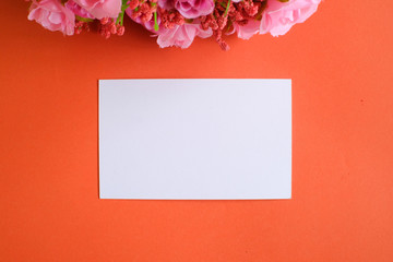 Mockup of business card white paper on background