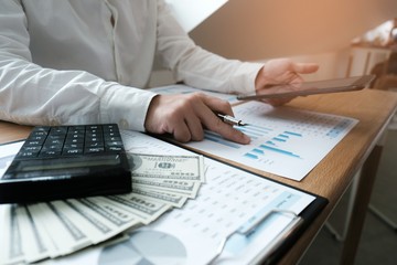 Auditor or internal revenue service staff, Business women checking annual financial statements of company. Audit Concept