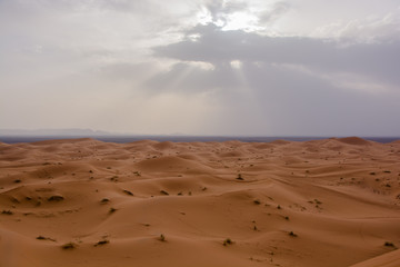 Paisaje del desierto de Marruecos idóneo para fondos y publicidad con tonos marrón, azul y rosa