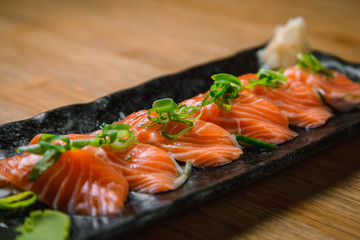 Japanese salmon sashimi isolated