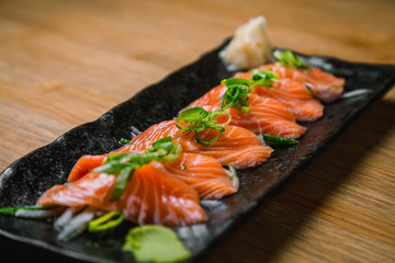 Japanese salmon sashimi isolated