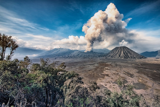 Activity at Mount Bromo in daytime