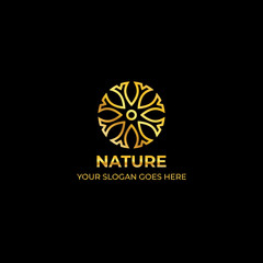logo template nature gold color symbol luxury elegant beauty fashion boutique flower - Vector 