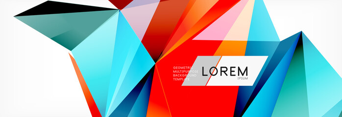 Triangle 3d polygonal art style. Future geometric design. Vector geometry futuristic illustration