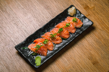 Japanese salmon sashimi isolated