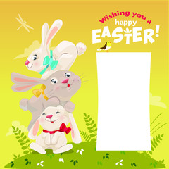 Happy Easter! Cute easter bunny. Vector illustration.