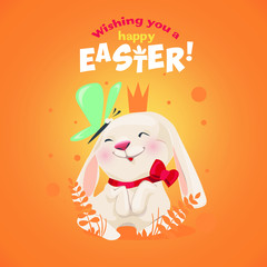 Happy Easter! Cute easter bunny. Vector illustration.