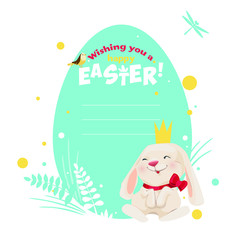 Obraz na płótnie Canvas Happy Easter! Cute easter bunny. Vector illustration.