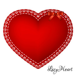 Lacy red heart. St. Valentine's sign. Vector illustration.