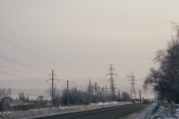 road and electric line