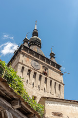 Street view in Sighisoara, medieval town of Transylvania, Romania 