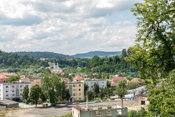 Fototapeta na wymiar Street view in Sighisoara, medieval town of Transylvania, Romania 