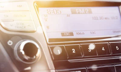 Closeup of Modern Car Audio System