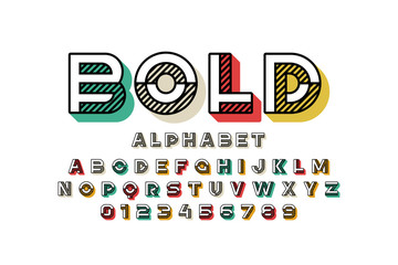 Modern font design, alphabet letters and numbers