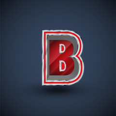 3D red steel font character, vector