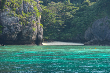 natural famous Phi phi island on sunny vacation day.