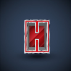 3D red steel font character, vector