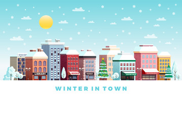 Winter Day City  Flat Poster 