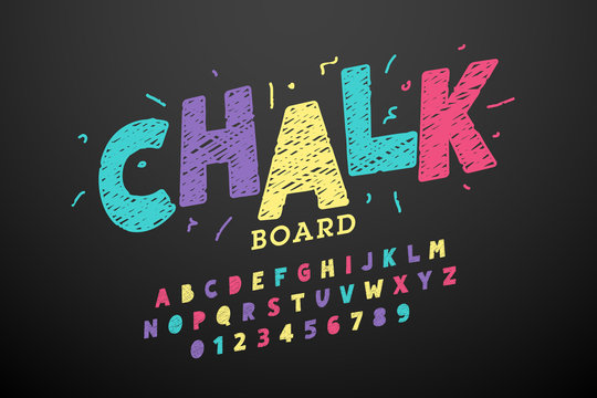 Colorful hand drawn chalk font