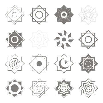 vector icons with Islamic symbols Islamic stars Rub el Hizb