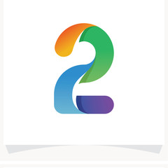 Number 2 Logo with colorful line style. Logo design template