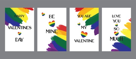Valentine's day LGBT cards set, templates kit, universal elements for posters, flyers, web- sites, scrapbooking graphics