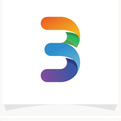Number 3 Logo with colorful line style. Logo design template