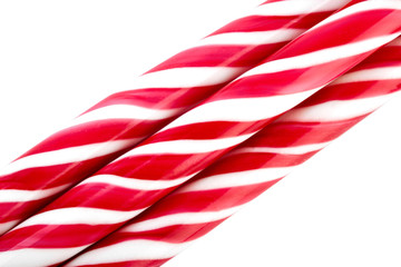 Christmas candy can isolated on a white. Red and white Christmas caramel.