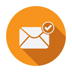 Mail icon with check sign. Mail icon and approved, confirm, done, tick, completed symbol. Vector icon