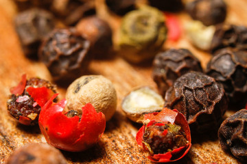 Extreme macro photography of colorful peppercorn beans