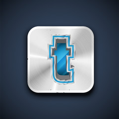 Metallic 3D character from a font set, vector illustration