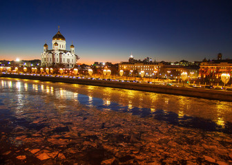 Fototapeta na wymiar Moscow - Russia, winter panorama on the Movska river