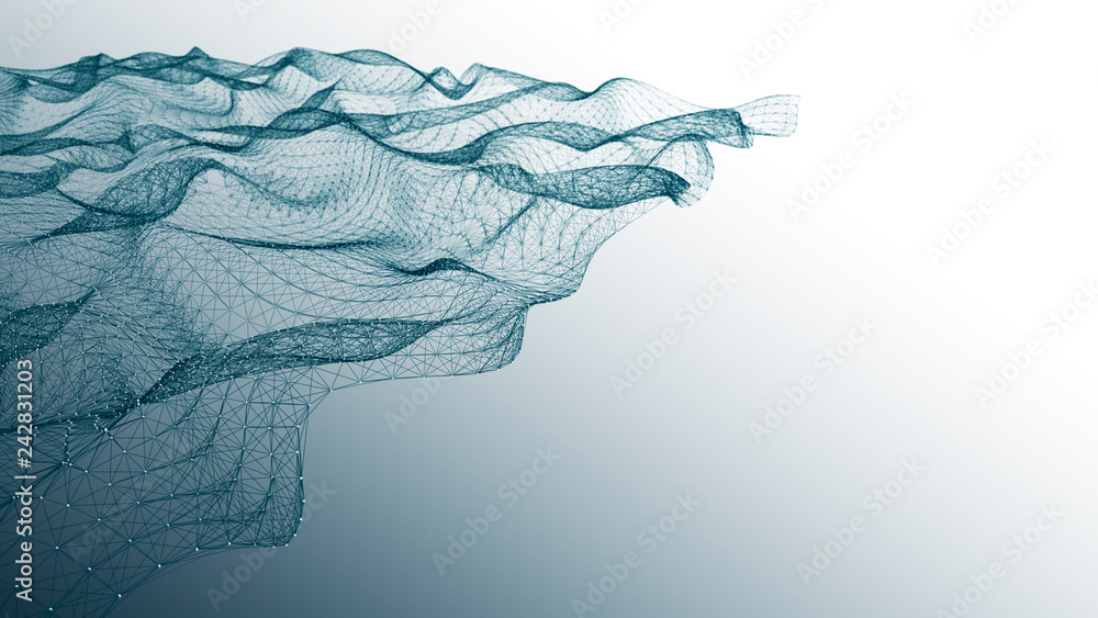 Poster abstract wavy structure made. plexus background with connected lines and dots. digital connection of
