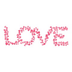 Love text out of cute pink hearts. Editable element for Valentine Day postcards design