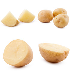 Stacks of potato isolated on white background