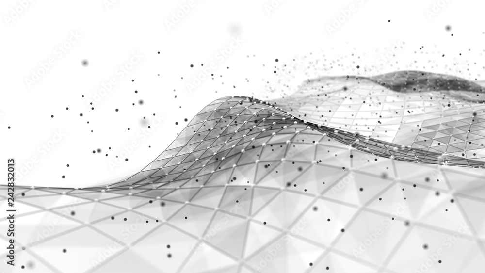 Poster abstract wavy structure made. plexus background with connected lines and dots. digital connection of