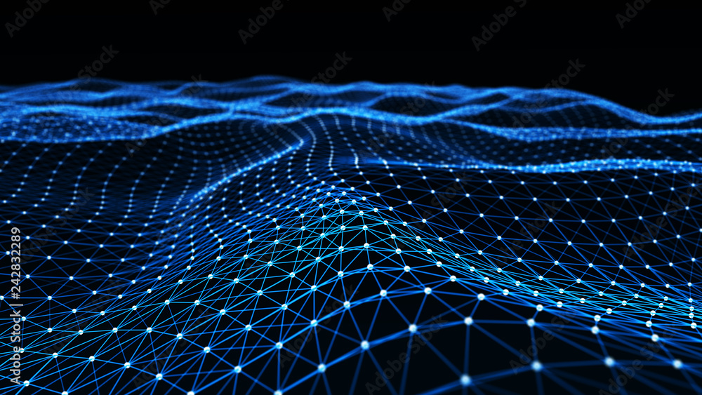 Aufkleber abstract wavy structure made. plexus background with connected lines and dots. digital connection of